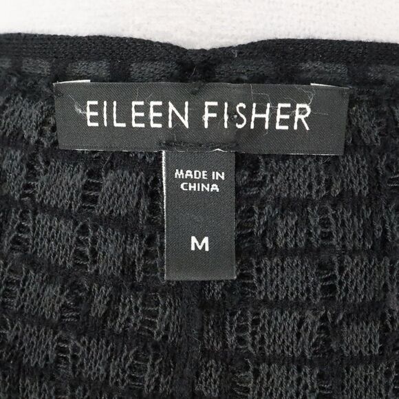 Eileen Fisher Sweater Womens Medium Black Silk Blend Cardigan Long Open Front - Picture 3 of 14
